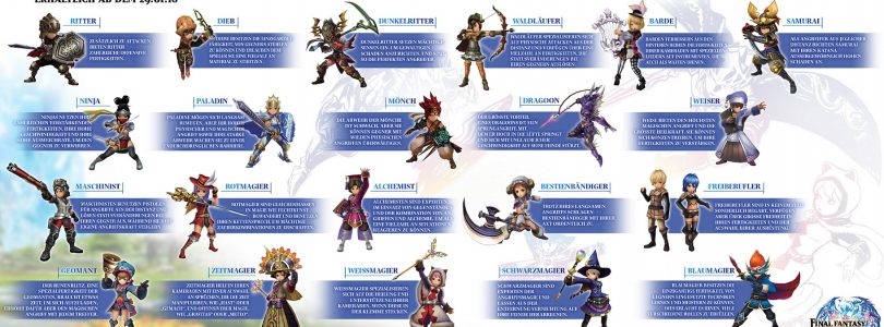 Final Fantasy Explorers – Alle 21 Jobs in der Info-Grafik zusammengefasst
