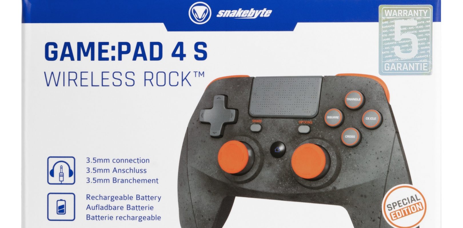 snakebyte veröffentlicht GAMEPAD 4S WIRELESS ROCK für die PS4 MDEGaming