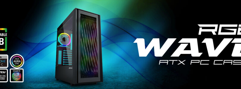 Sharkoon RGB Wave – ATX-Gaming-Gehäuse mit 3D-Wellenmuster