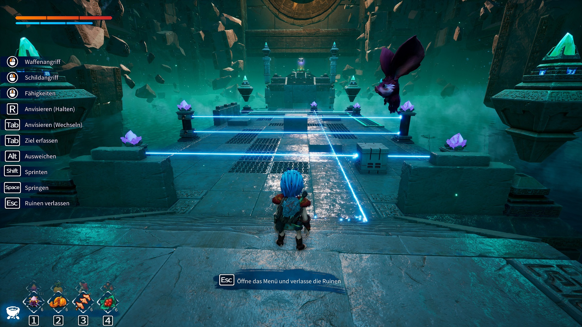 In den unterirdischen Tempelanlagen ändert sich das Gameplay. Jump and Run und kleinere Rätsel stehen hier an der Tagesordnung - Kaku: Ancient Seal.
