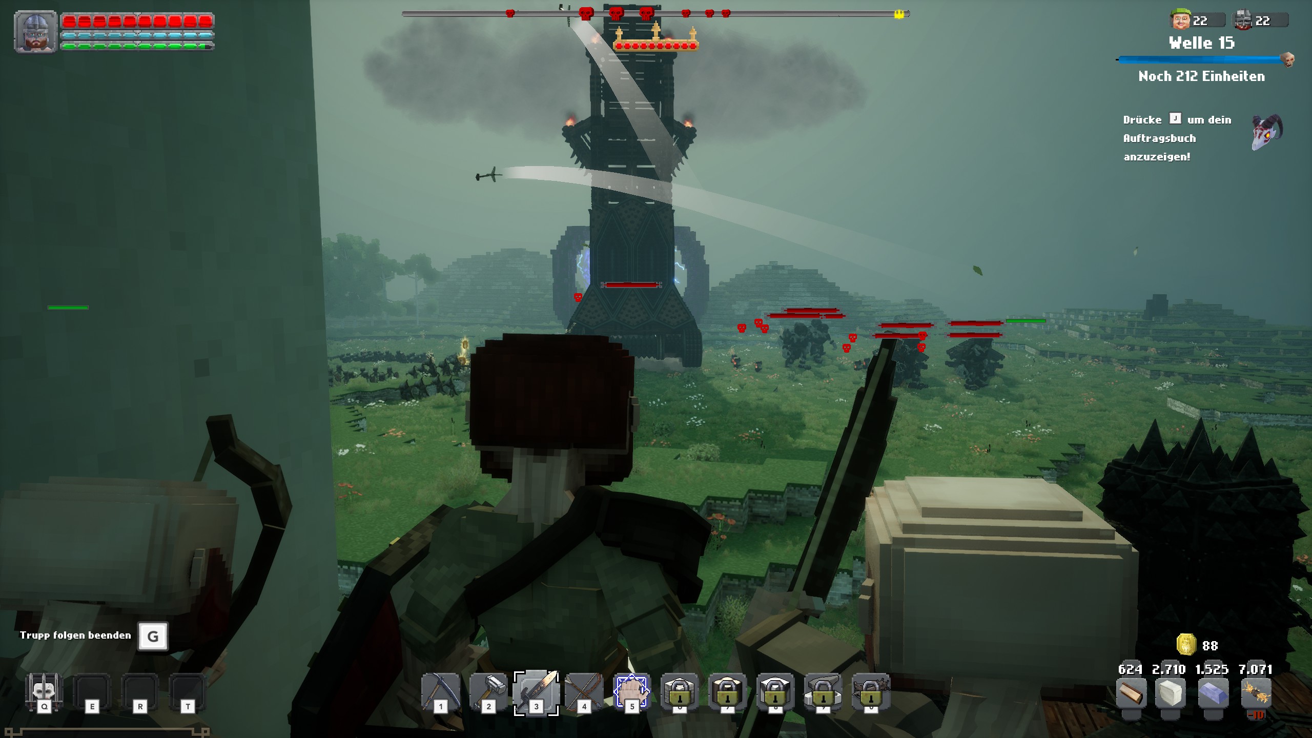 Als dieser riesige Belagerungsturm, etliche Bosse und hunderte normale Gegner auf uns zurollen... atmen wir kurz durch, dann heißt es ANGRIFF! - Castle Craft.