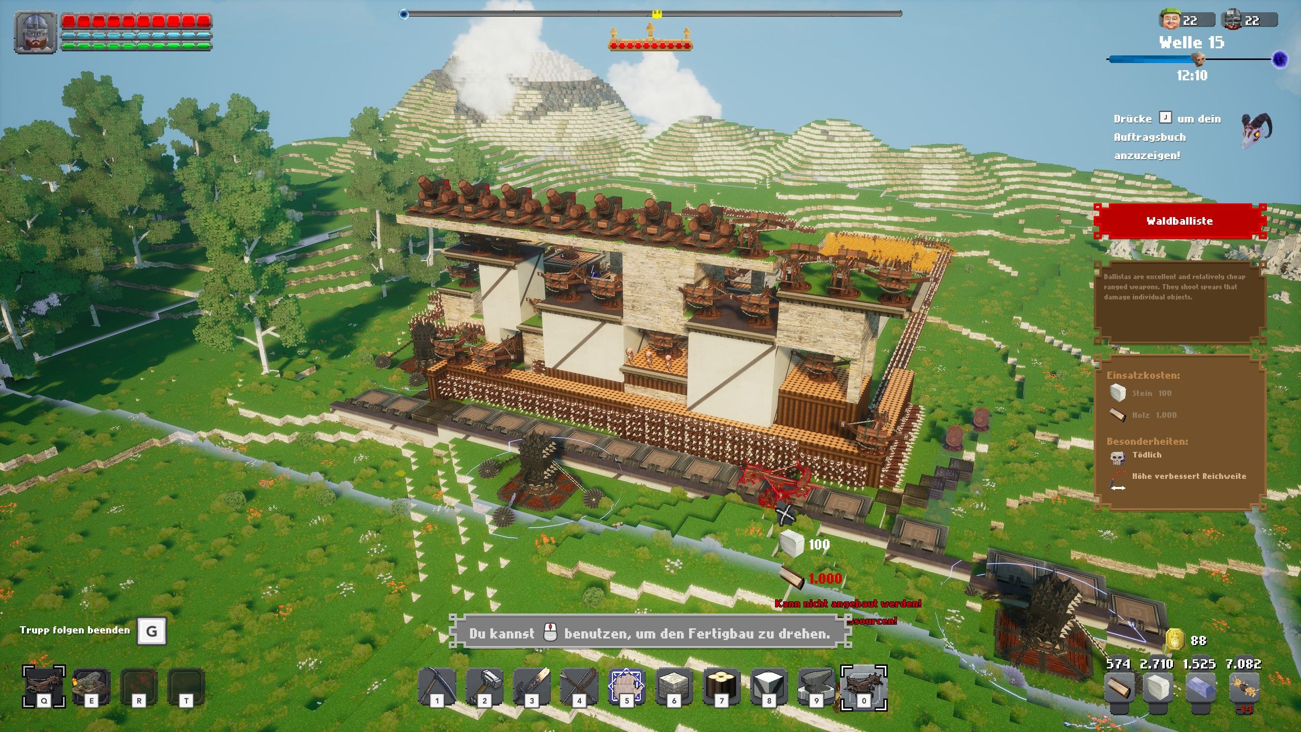 Schönbauer müssen jetzt ganz stark sein.... aber unsere schnicke Verteidigung hält problemlos Wellenstufe 15 auf - Castle Craft.